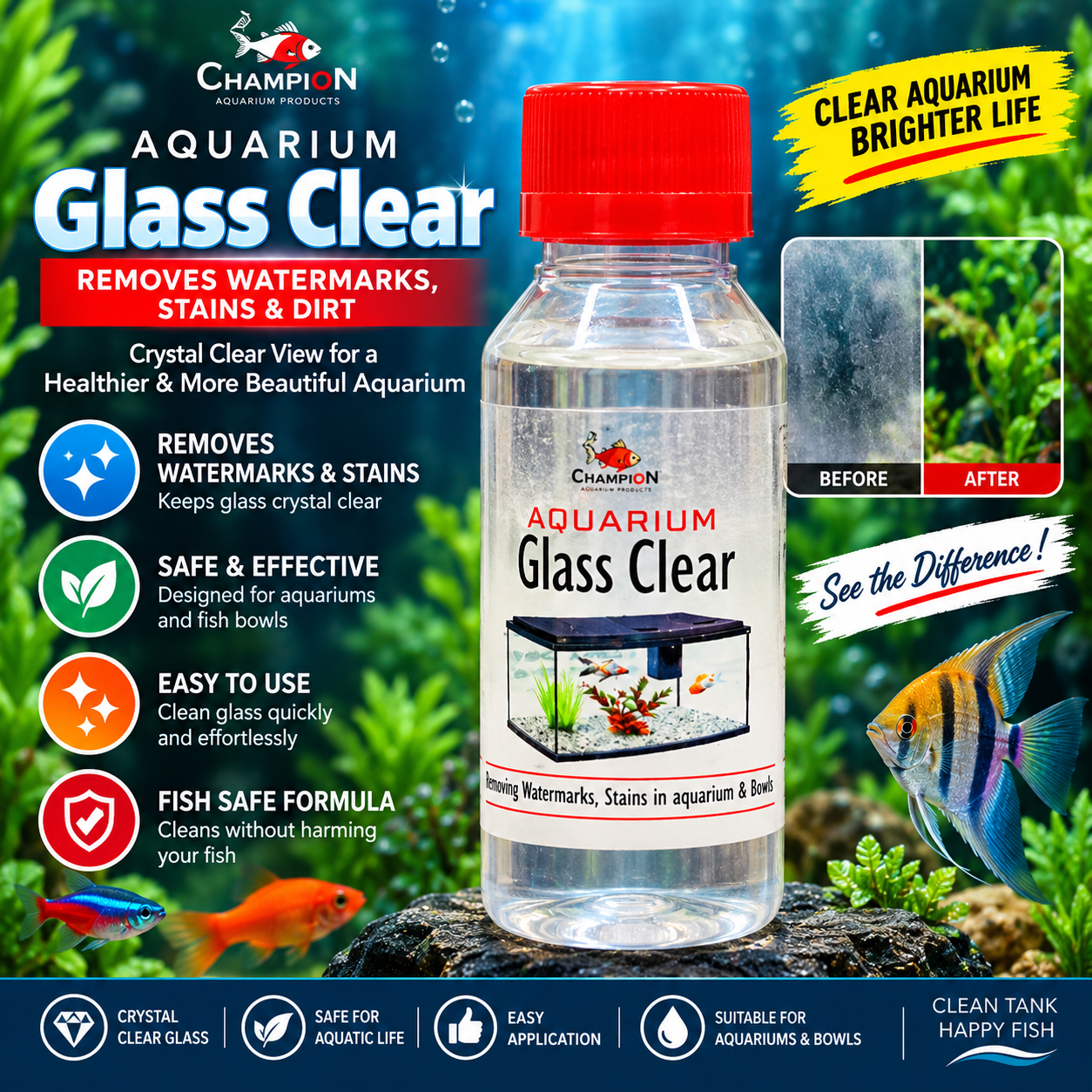 Buy Aquarium Glass Cleaner - Stain Remover Online India - Coral Guppies Shop