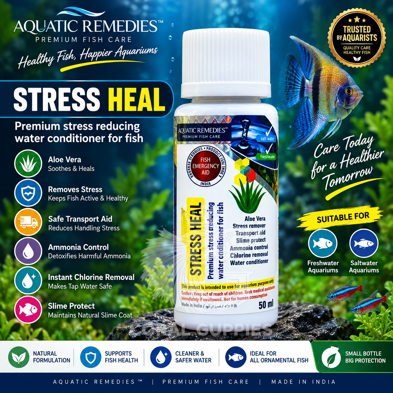 Buy Aquatic Remedies - Stress Heal Online India - Coral Guppies Shop