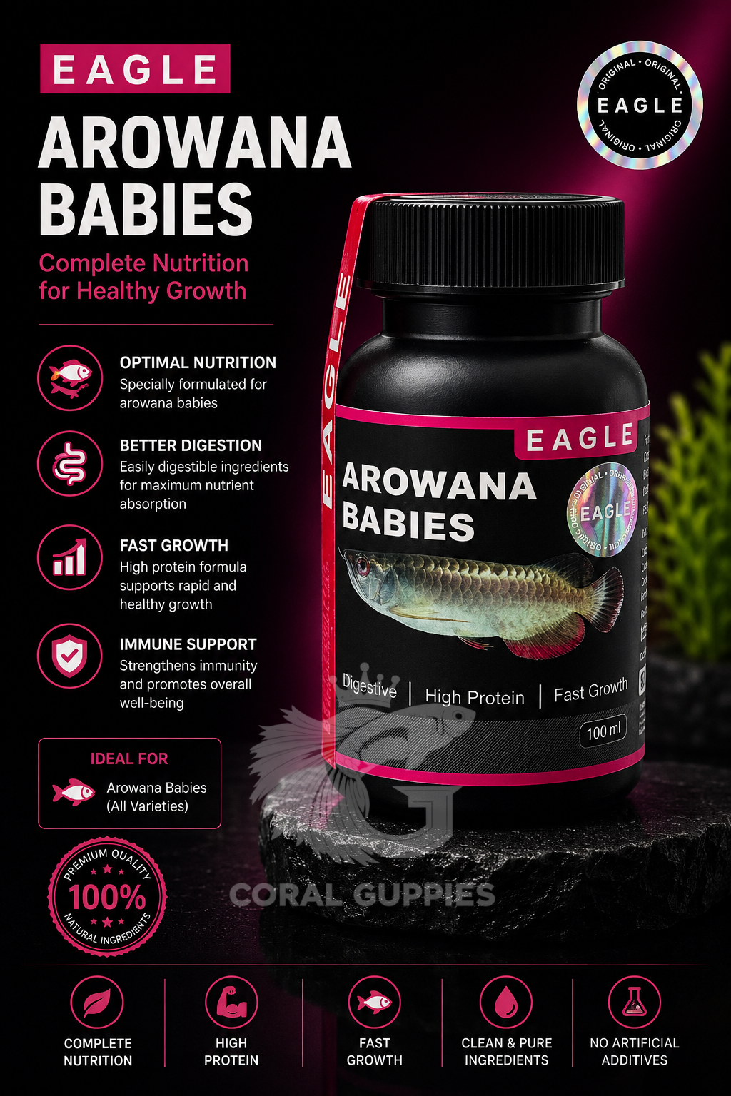 Buy Eagle Arowana Babies Food Online India - Coral Guppies Shop