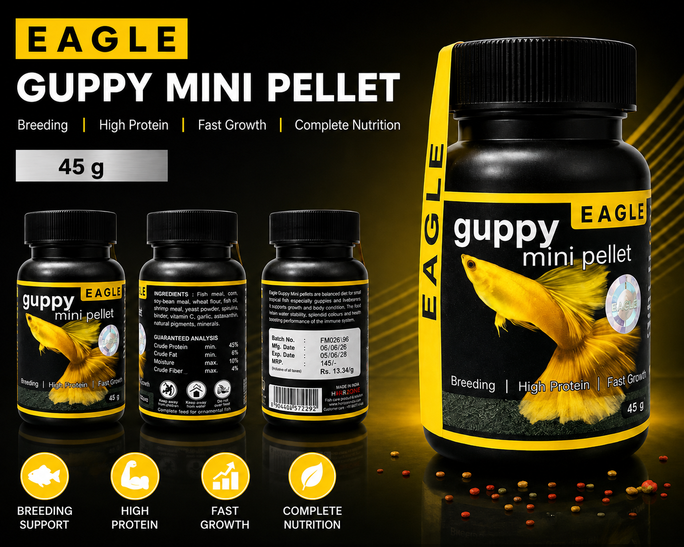 Best Eagle Guppy Mini Pellets Aquarium Fish Food Online - Coral Guppies Shop