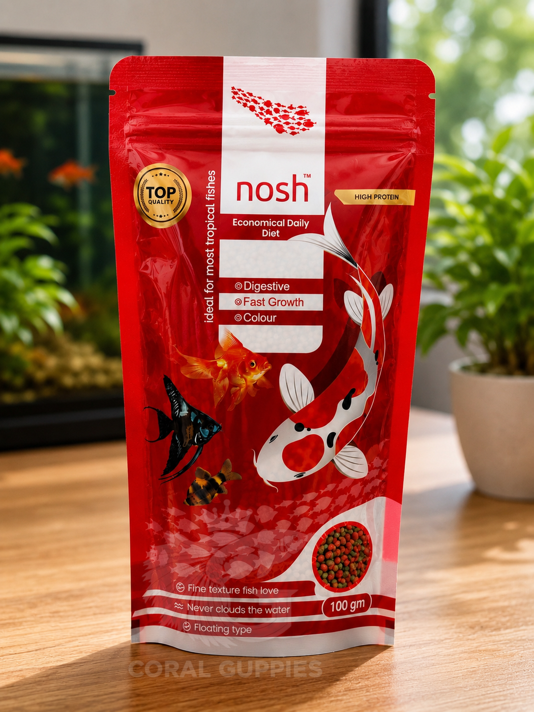 Buy Nosh- Economical Fish Food  100gm Online India - Coral Guppies Shop