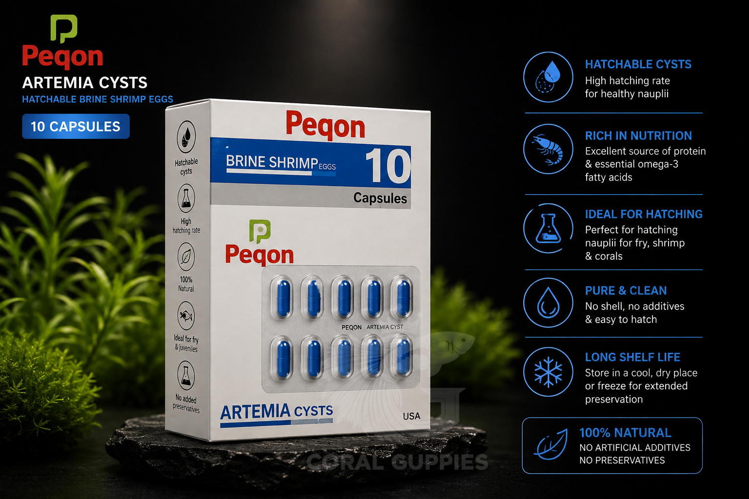 Buy Peqon Brine Shrimp Eggs ( 10 Capsules) Online India - Coral Guppies Shop