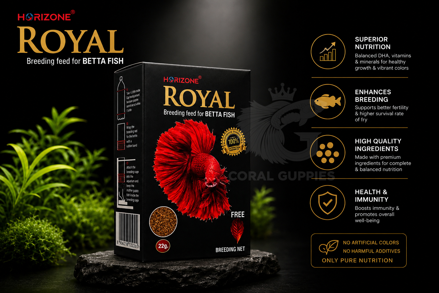 Buy Royal Breeding feed for Betta Fish 22gm Online India - Coral Guppies Shop